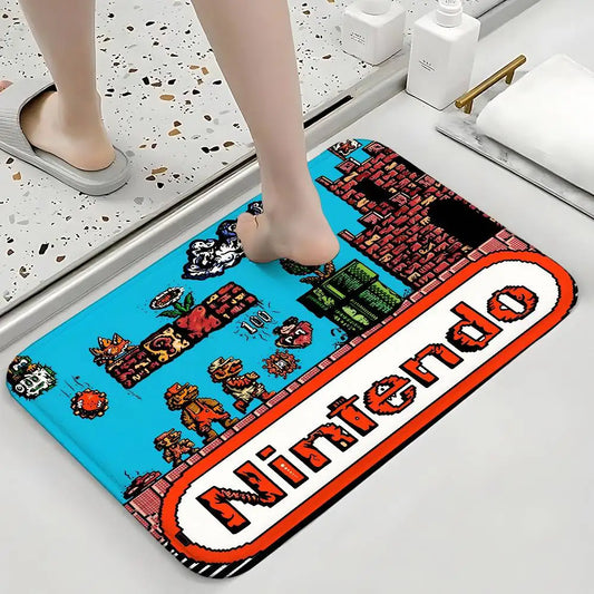 Tapis Mario - Logo Nintendo et Sprites 8 Bits