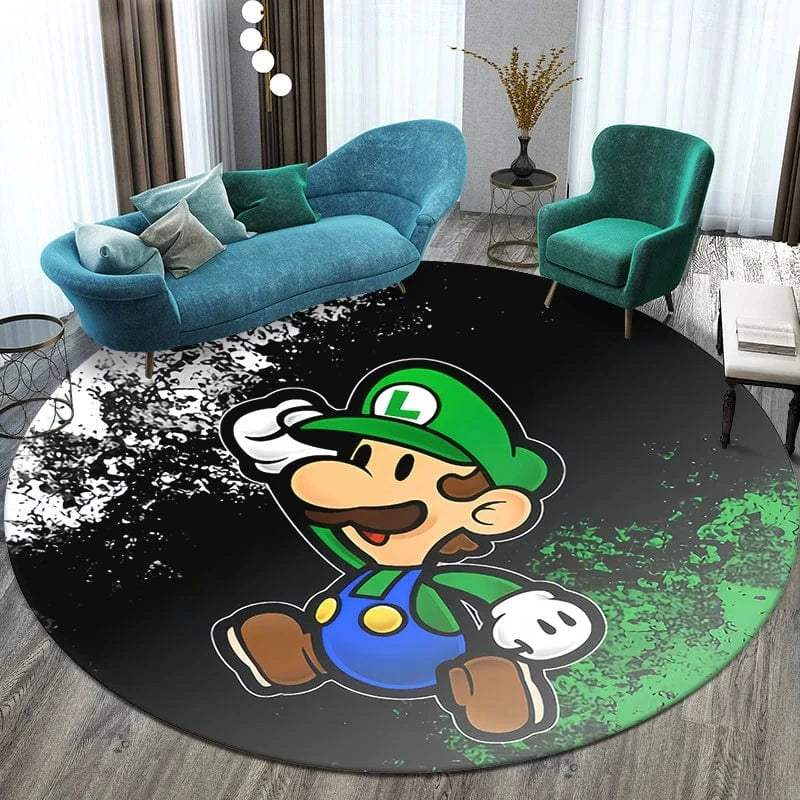 Tapis Mario Rond - Luigi Cartoon