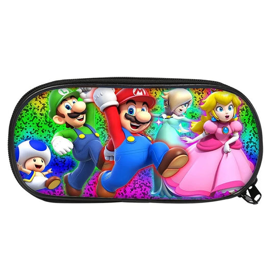 Trousse Scolaire Mario Luigi Toad Bleu et Princesses